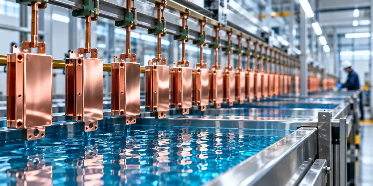 Illustration of an industrial rack plating line